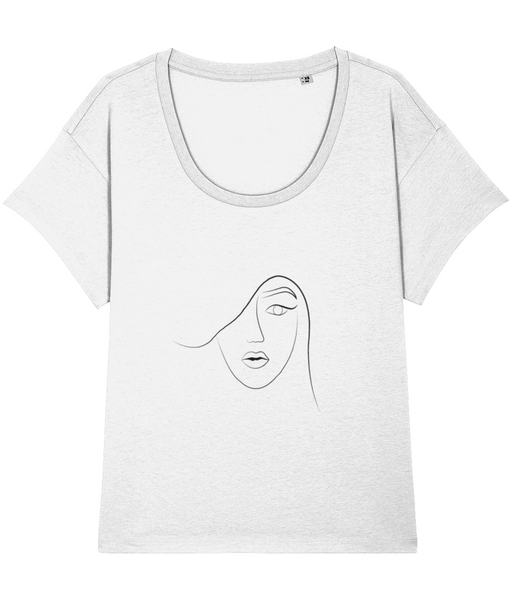 ‘Women Abstract Face (1)’, Organic Women's T-shirt (Neck relaxed fit)