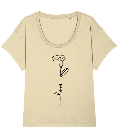 ‘FLOWERS - LOVE’, Organic Women's T-shirt (Neck relaxed fit)