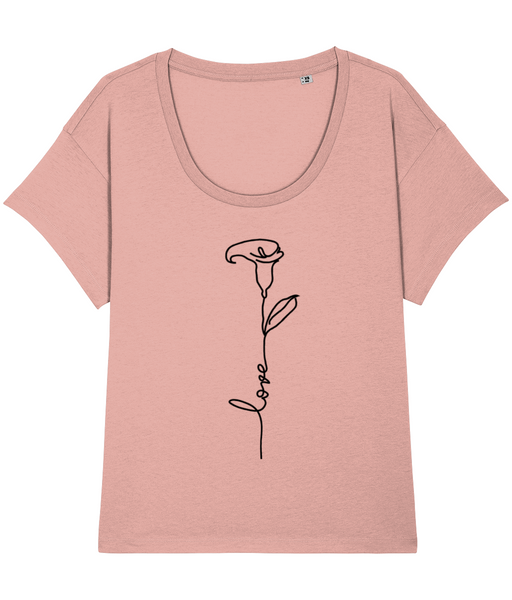 ‘FLOWERS - LOVE’, Organic Women's T-shirt (Neck relaxed fit)