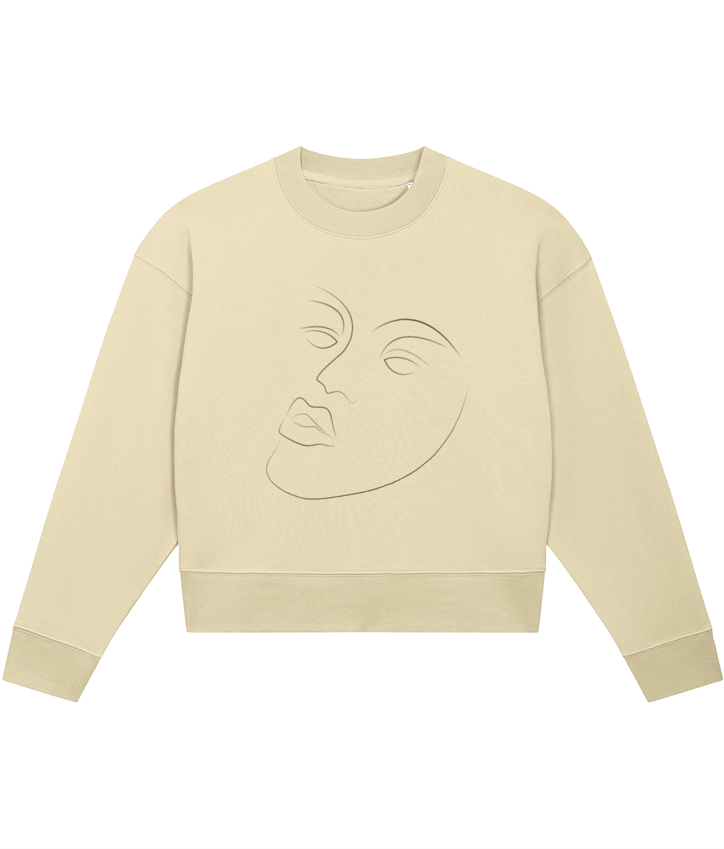 ‘Women Abstract Face (6)’, Organic Women's sweatshirt