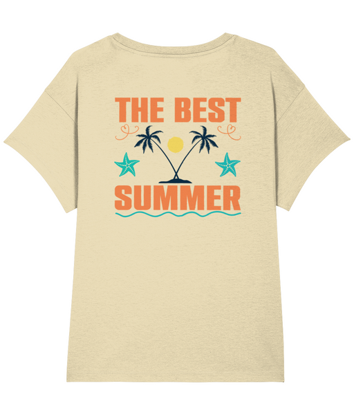 ‘The Best Summer’, Organic Women's T-shirt (Neck relaxed fit), Front and Back