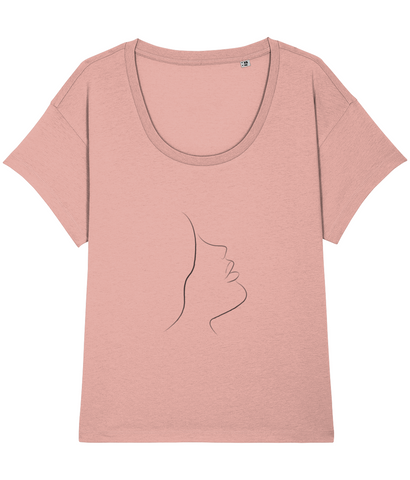 ‘Women Abstract Face (2)’, Organic Women's T-shirt (Neck relaxed fit)