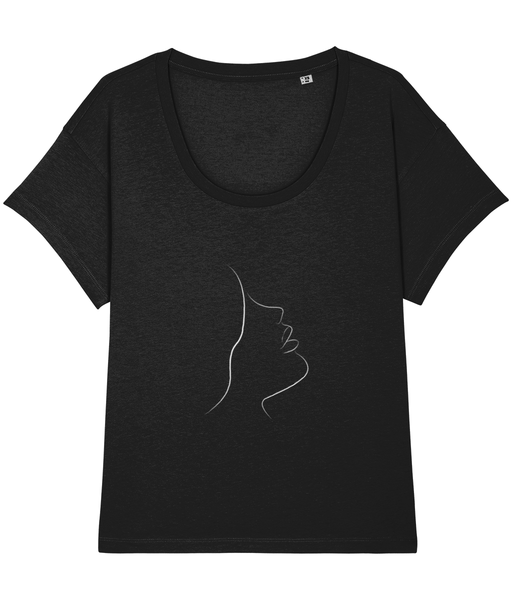 ‘Women Abstract Face (2)’, Organic Women's T-shirt (Neck relaxed fit)
