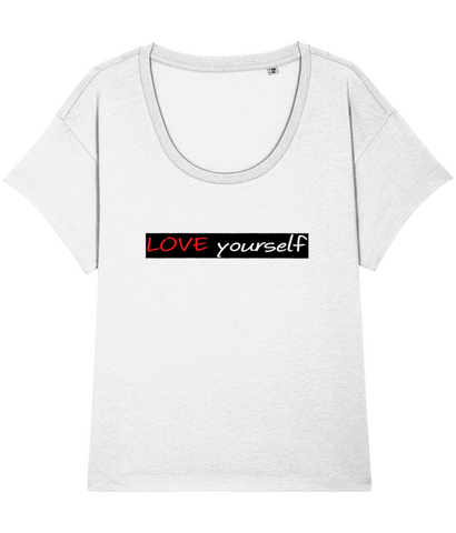 ‘LOVE yourself’, Organic Women's T-shirt (Neck relaxed fit)