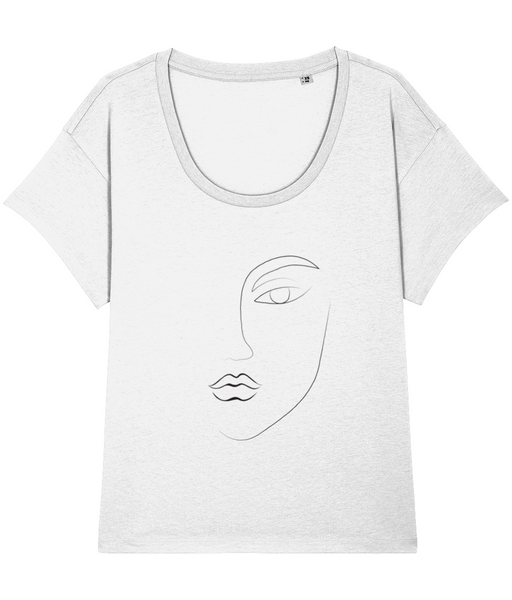 ‘Women Abstract Face (3)’, Organic Women's T-shirt (Neck relaxed fit)