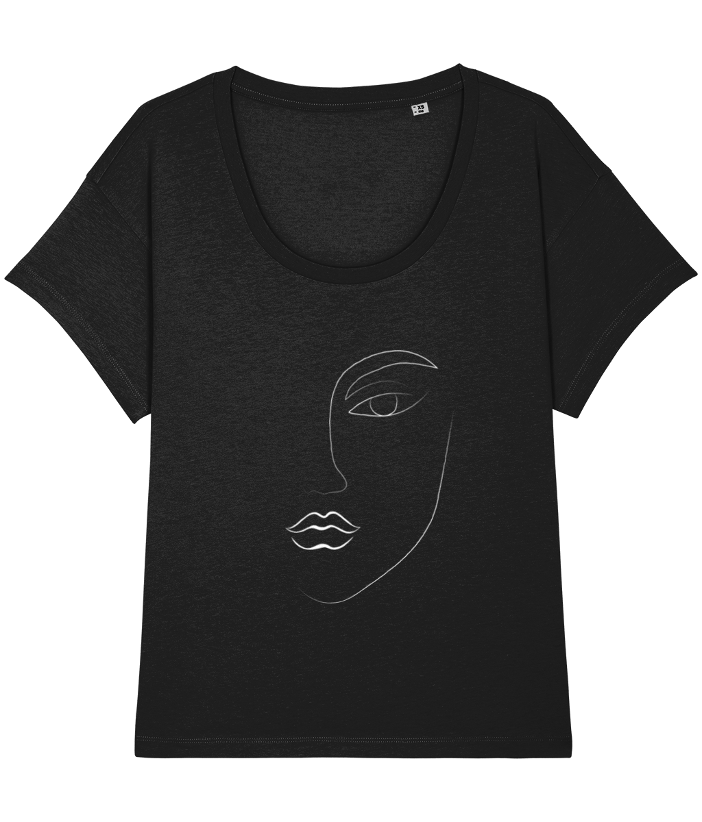 ‘Women Abstract Face (3)’, Organic Women's T-shirt (Neck relaxed fit)