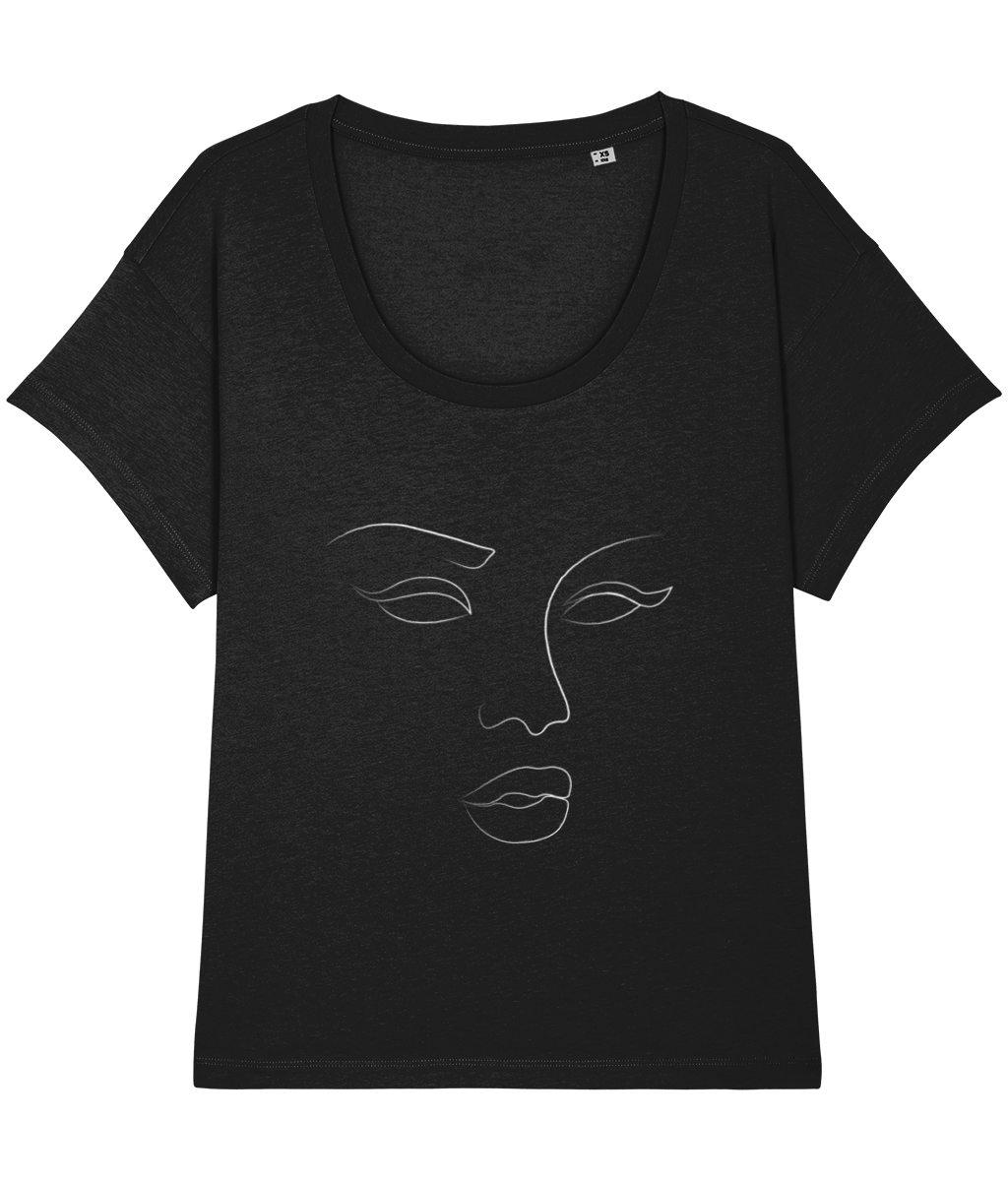 ‘Women Abstract Face (5)’, Organic Women's T-shirt (Neck relaxed fit)