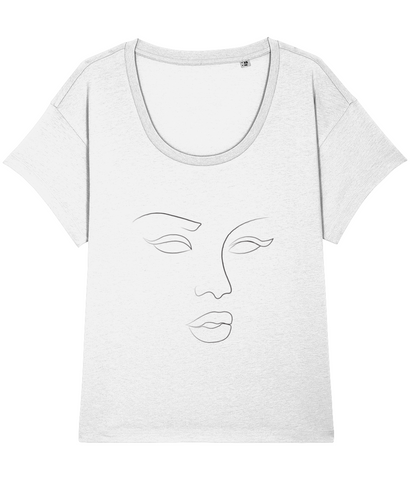 ‘Women Abstract Face (5)’, Organic Women's T-shirt (Neck relaxed fit)