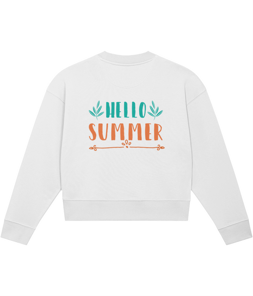 ‘Hello Summer’, Organic Women's Hoodie Sweatshirt (Front and Back)